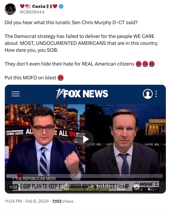 An X (Twitter) post from @CB618444 - ♥️🇺🇸 𝓒𝓪𝓽𝓲𝓪 🇮🇹♥️