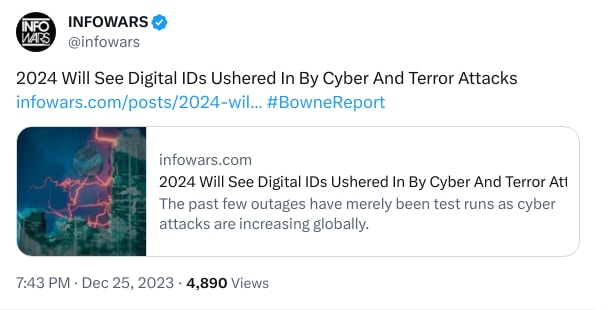 An X (Twitter) post from @infowars - INFOWARS