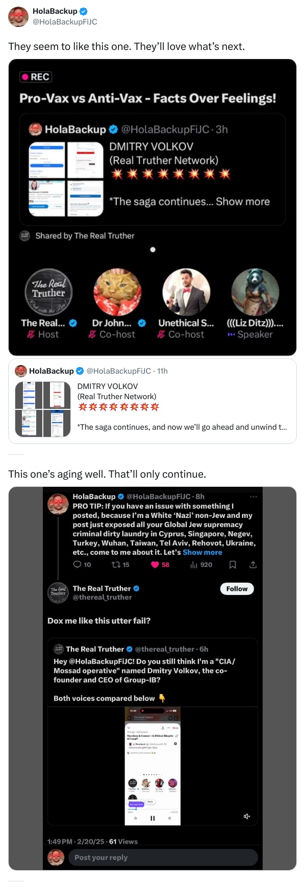 An X (Twitter) post from @HolaBackupFiJC - HolaBackup