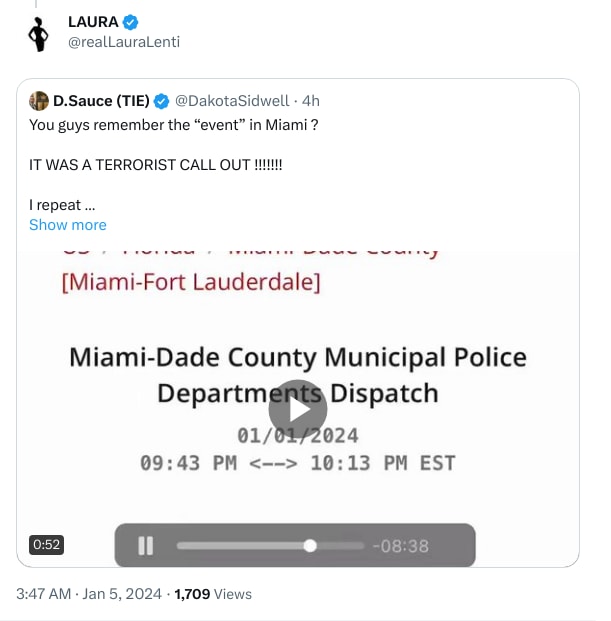 An X (Twitter) post from @realLauraLenti - LAURA