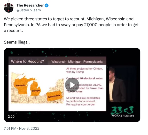 An X (Twitter) post from @listen_2learn - The Researcher