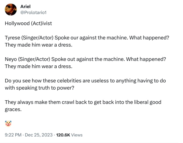 An X (Twitter) post from @Prolotario1 - Ariel