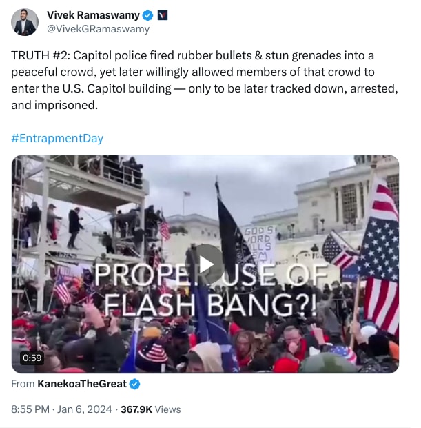 An X (Twitter) post from @VivekGRamaswamy - Vivek Ramaswamy