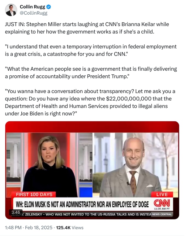 An X (Twitter) post from @CollinRugg - Collin Rugg