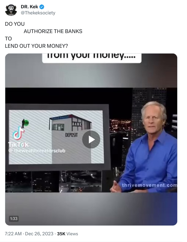 An X (Twitter) post from @Thekeksociety - DR. Kek