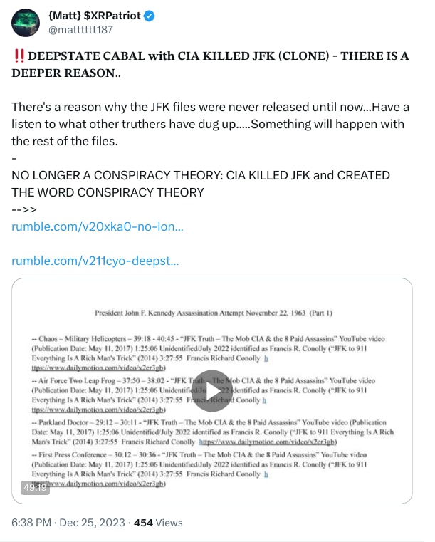 An X (Twitter) post from @matttttt187 - {Matt} $XRPatriot
