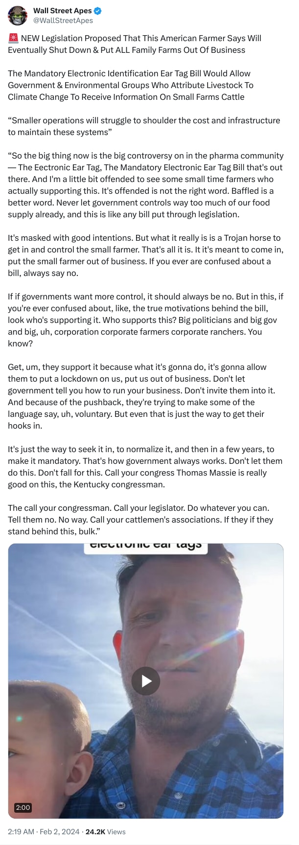 An X (Twitter) post from @WallStreetApes - Wall Street Apes