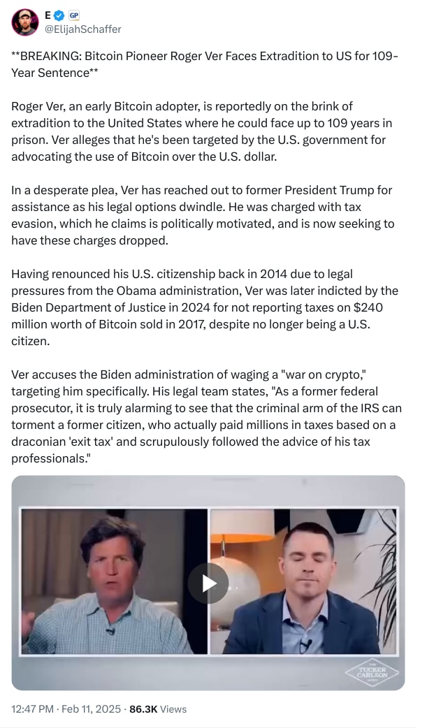 An X (Twitter) post from @ElijahSchaffer - E