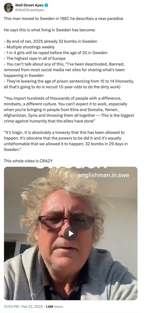 An X (Twitter) post from @WallStreetApes - Wall Street Apes