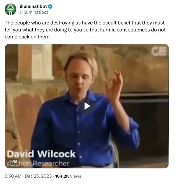 An X (Twitter) post from @iluminatibot - illuminatibot