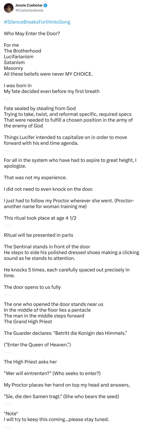 An X (Twitter) post from @CzebotarJessie - Jessie Czebotar