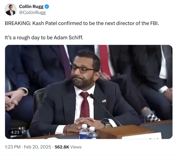 An X (Twitter) post from @CollinRugg - Collin Rugg