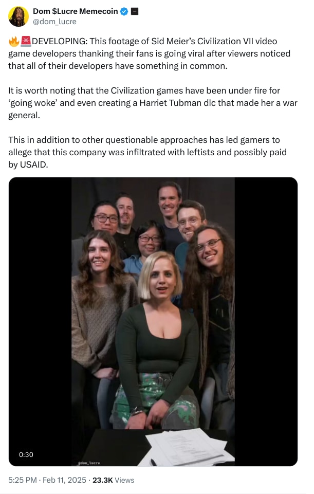 An X (Twitter) post from @dom_lucre - Dom $Lucre Memecoin