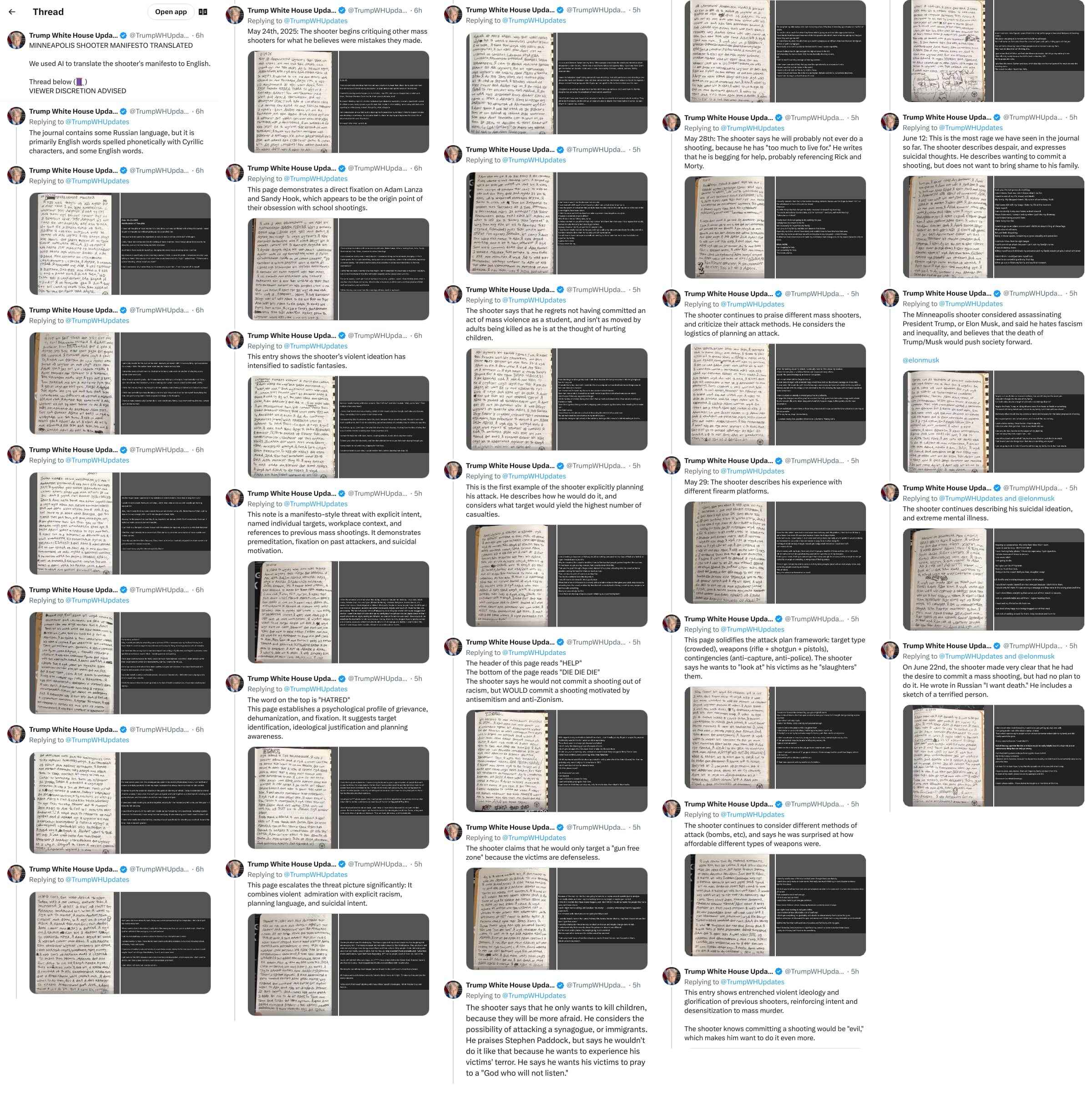 An X (Twitter) post from @TrumpWHUpdates - Trump White House Updates