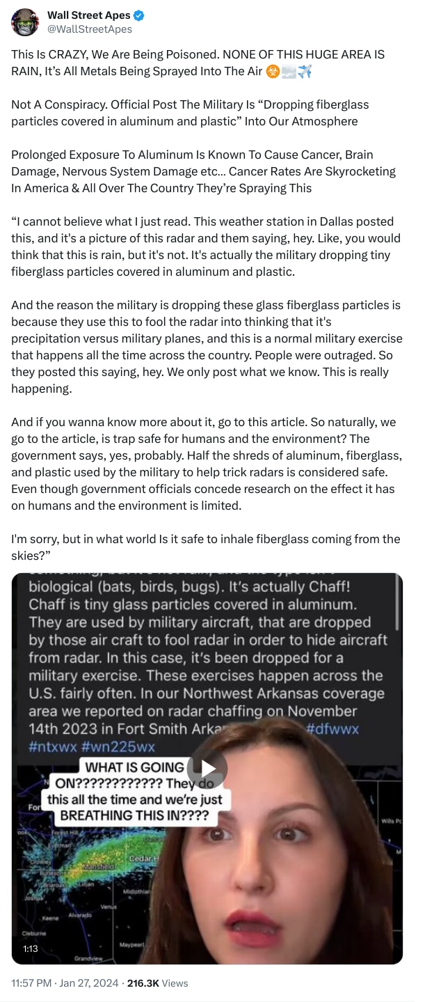 An X (Twitter) post from @WallStreetApes - Wall Street Apes