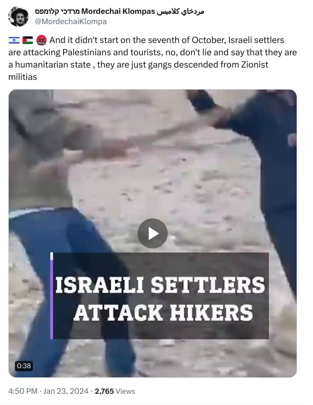 An X (Twitter) post from @MordechaiKlompa - מרדכי קלומפס Mordechai Klompas مردخاي كلامبس