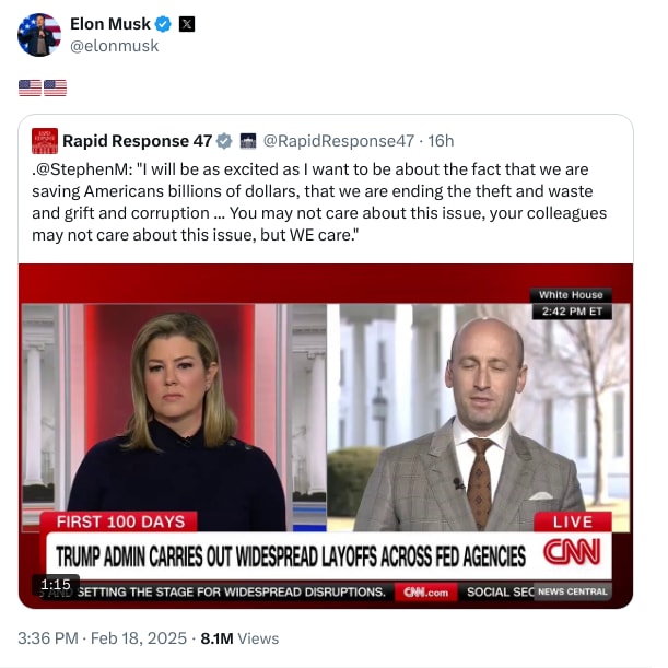 An X (Twitter) post from @elonmusk - Elon Musk