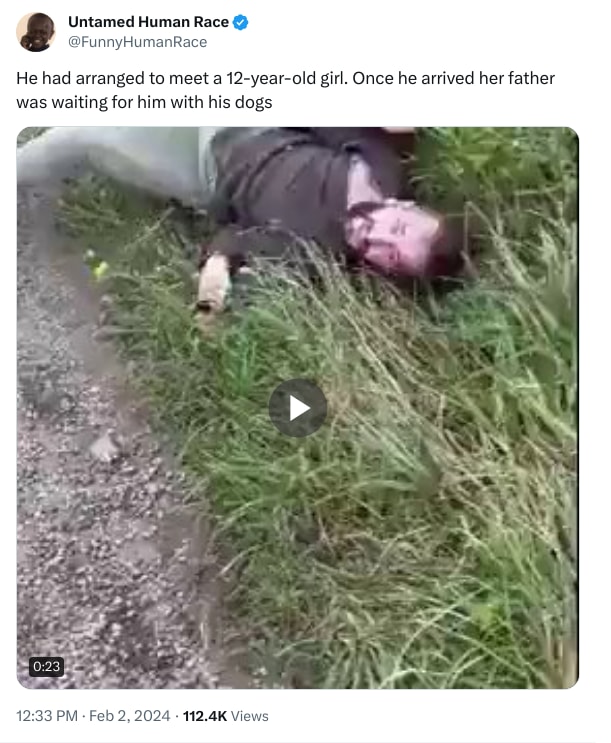 An X (Twitter) post from @FunnyHumanRace - Untamed Human Race