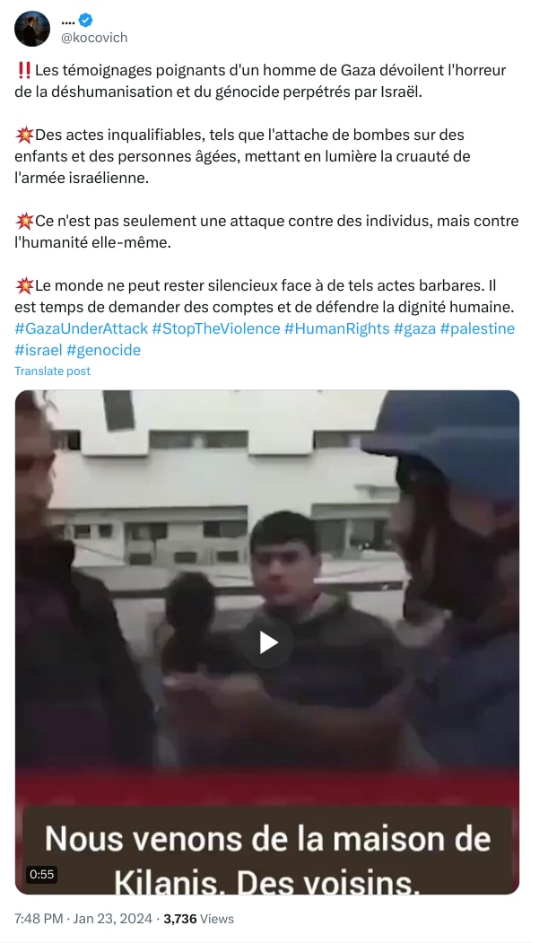 An X (Twitter) post from @kocovich - ....