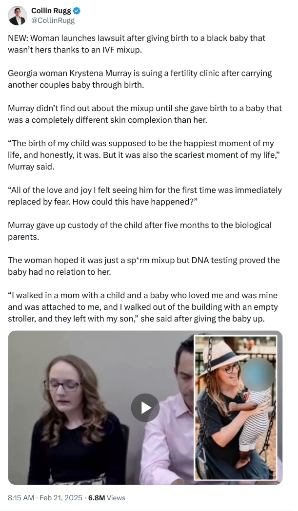 An X (Twitter) post from @CollinRugg - Collin Rugg