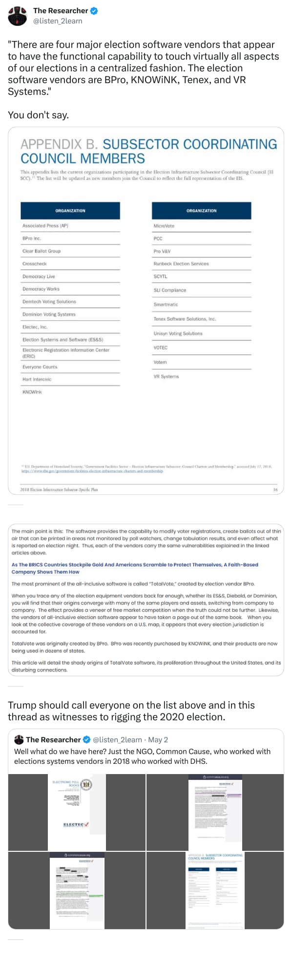 An X (Twitter) post from @listen_2learn - The Researcher