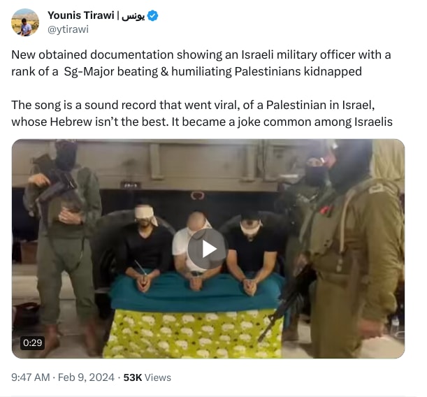 An X (Twitter) post from @ytirawi - Younis Tirawi | يونس