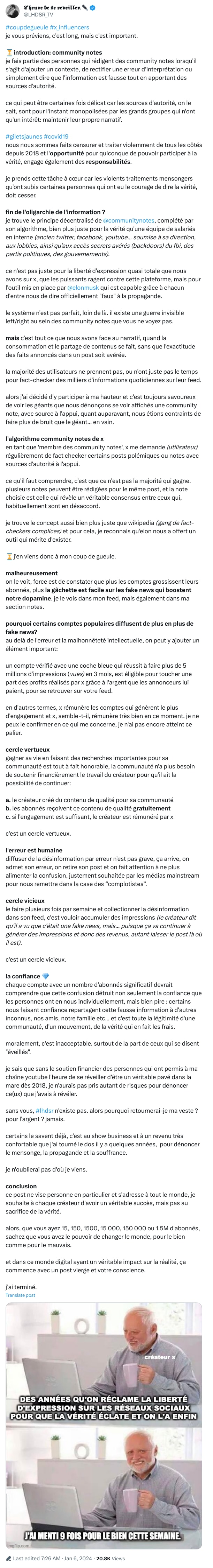 An X (Twitter) post from @LHDSR_TV - 𝕷'𝖍𝖊𝖚𝖗𝖊 𝖉𝖊 𝖘𝖊 𝖗𝖊𝖛𝖊𝖎𝖑𝖑𝖊𝖗.✒️