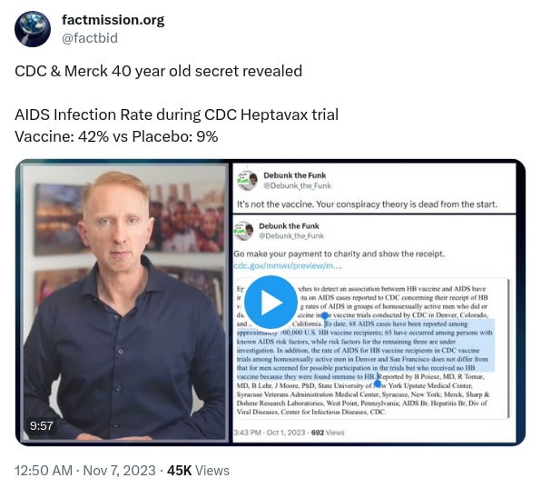 An X (Twitter) post from @factbid - factmission.org