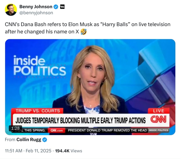 An X (Twitter) post from @bennyjohnson - Benny Johnson