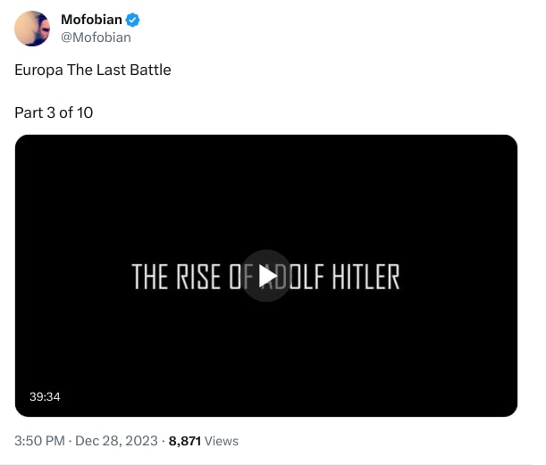 An X (Twitter) post from @Mofobian - Mofobian