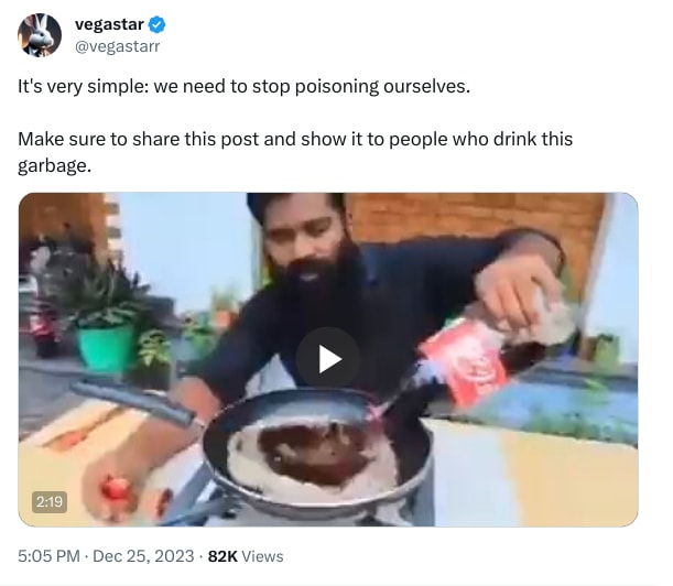An X (Twitter) post from @vegastarr - vegastar