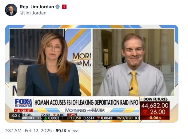 An X (Twitter) post from @Jim_Jordan - Rep. Jim Jordan