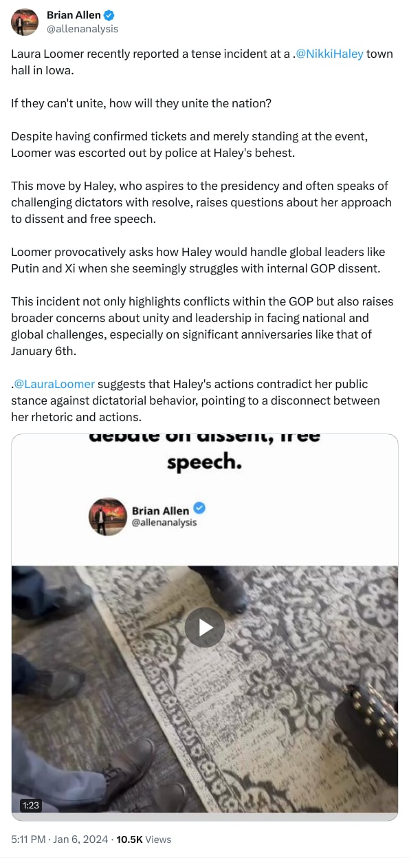 An X (Twitter) post from @allenanalysis - Brian Allen