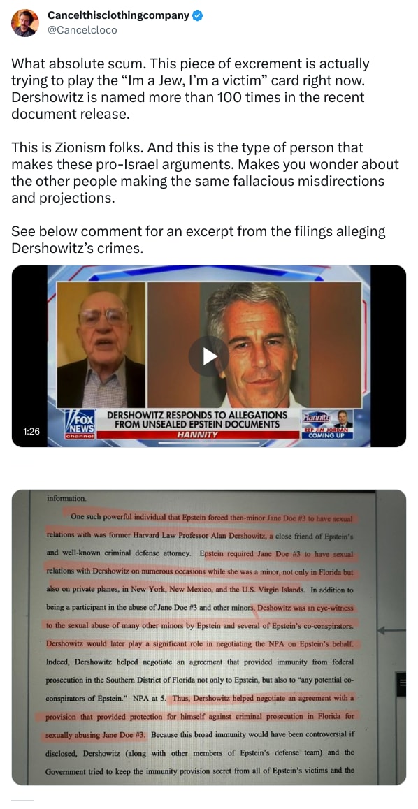 An X (Twitter) post from @Cancelcloco - Cancelthisclothingcompany