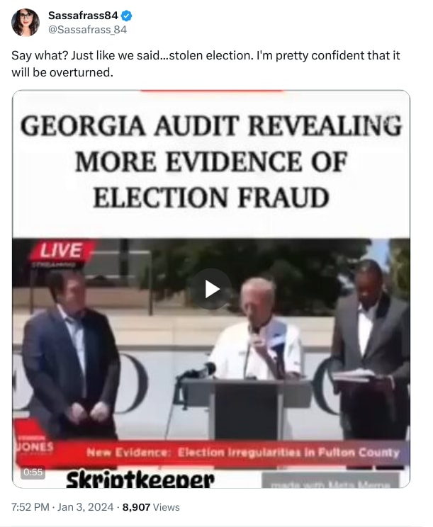 An X (Twitter) post from @Sassafrass_84 - Sassafrass84