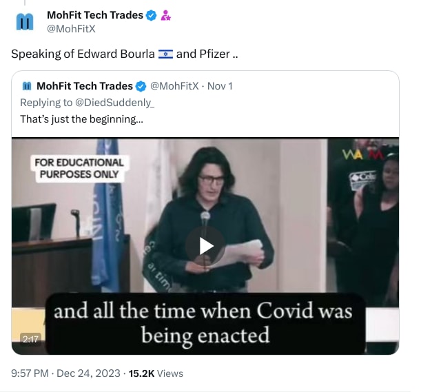 An X (Twitter) post from @MohFitX - MohFit Tech Trades