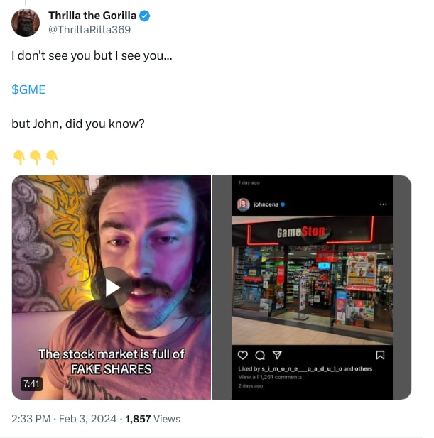 An X (Twitter) post from @ThrillaRilla369 - Thrilla the Gorilla