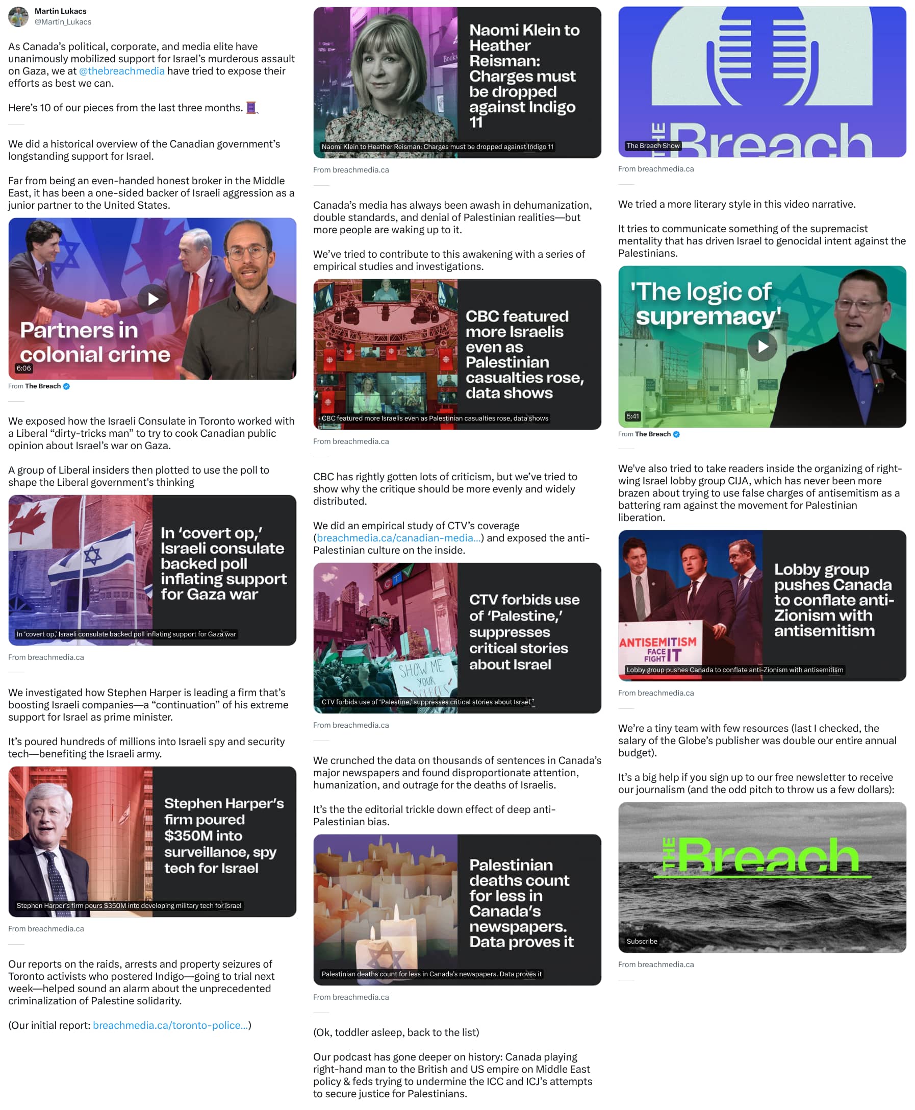 An X (Twitter) post from @Martin_Lukacs - Martin Lukacs