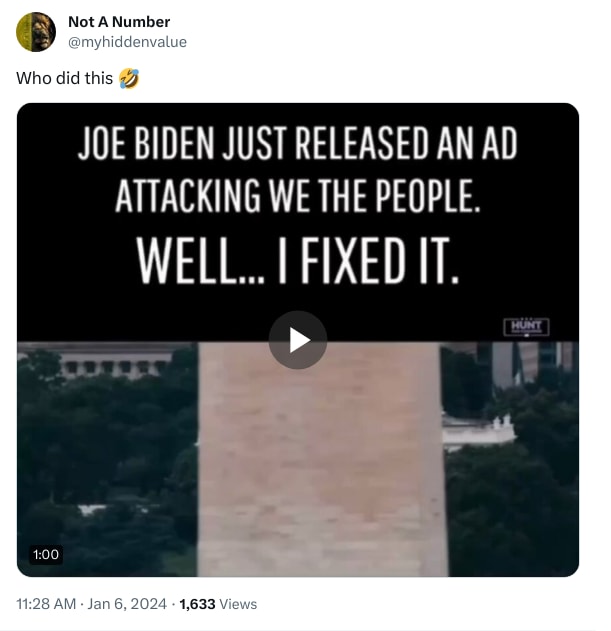 An X (Twitter) post from @myhiddenvalue - Not A Number