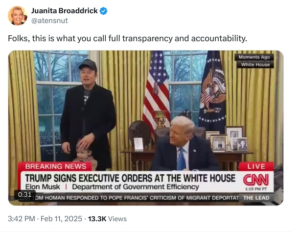 An X (Twitter) post from @atensnut - Juanita Broaddrick