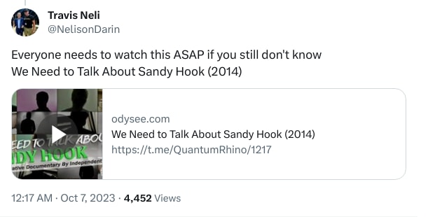 An X (Twitter) post from @NelisonDarin - Travis Neli