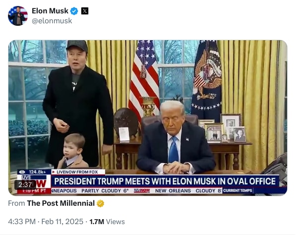 An X (Twitter) post from @elonmusk - Elon Musk