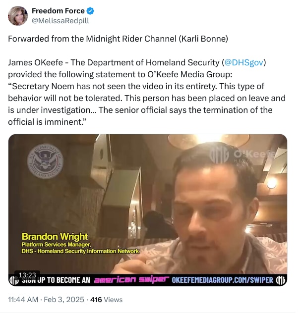 An X (Twitter) post from @MelissaRedpill - Freedom Force
