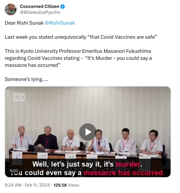 An X (Twitter) post from @BGatesIsaPyscho - Concerned Citizen