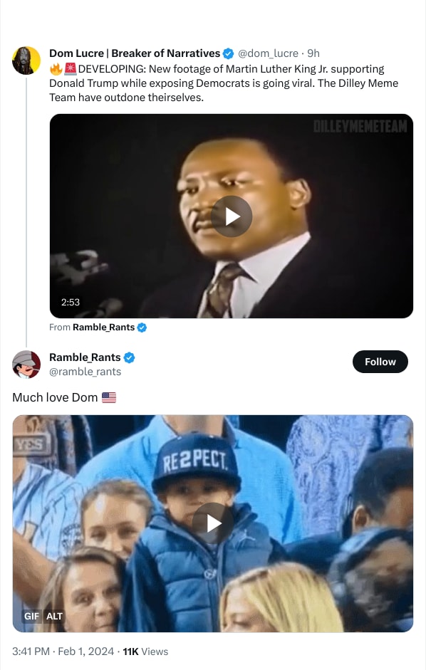 An X (Twitter) post from @dom_lucre - <div style=