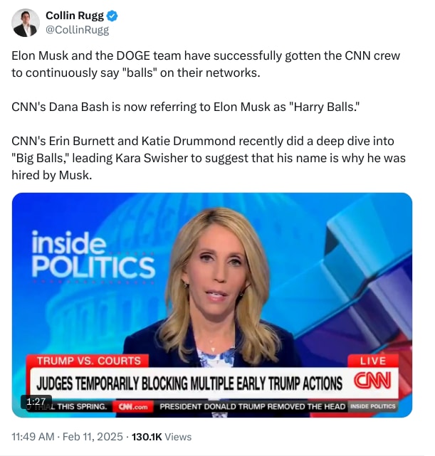 An X (Twitter) post from @CollinRugg - Collin Rugg