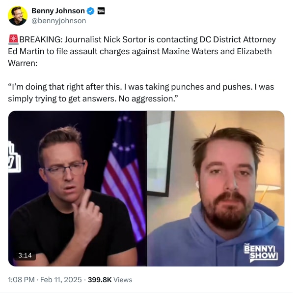 An X (Twitter) post from @bennyjohnson - Benny Johnson