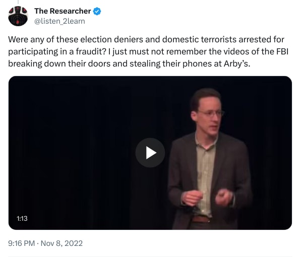 An X (Twitter) post from @listen_2learn - The Researcher