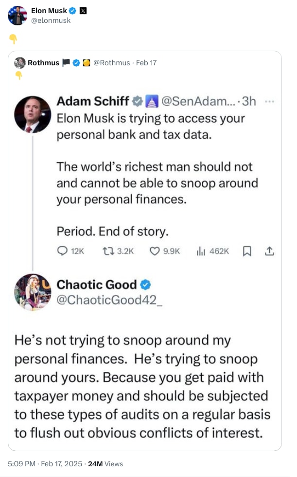 An X (Twitter) post from @elonmusk - Elon Musk