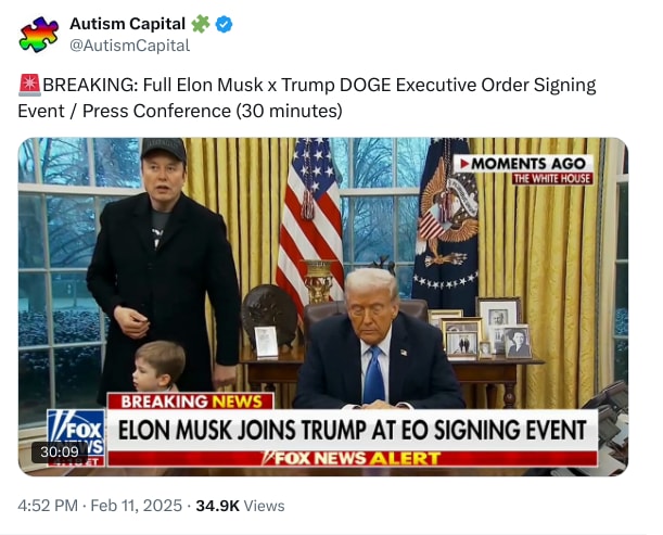An X (Twitter) post from @AutismCapital - Autism Capital 🧩
